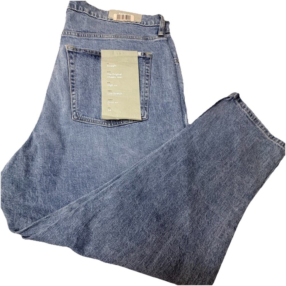 Everlane The Curvy 90s Cheeky‎ Straight Cropped Jeans Womens 34 Crop Blue Denim